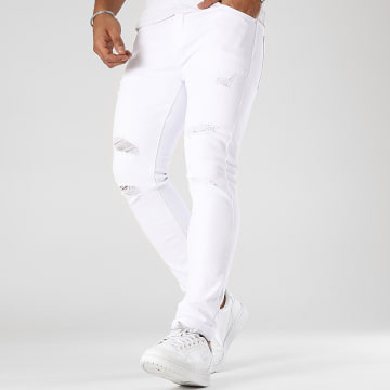  LBO - Jean Slim Fit Avec Destroy 0252 Blanc