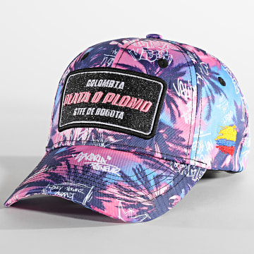 Casquette Baseball Colombia Strass Rose Et Violet - Style Tropical Plata O Plomo - Taille Unique SKR