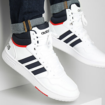 Adidas Originals - Hoops 3 Mid GY5543 Cloud White Collegiate Navy Red Sneakers