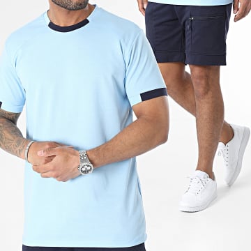 Frilivin - Conjunto de camiseta azul marino y pantalón corto de jogging