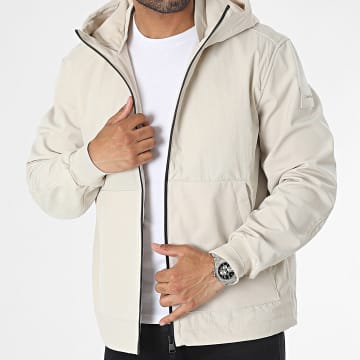  Calvin Klein - Veste Zippée Capuche Softshell Mix Media 1465 Beige
