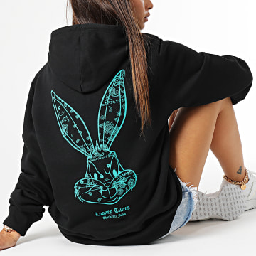  Looney Tunes - Sweat Capuche Femme Bandana Bugs Bunny Noir Bleu Turquoise