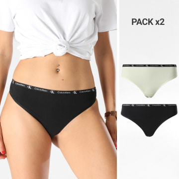  Calvin Klein - Lot De 2 Strings Femme QD3990E Noir Jaune