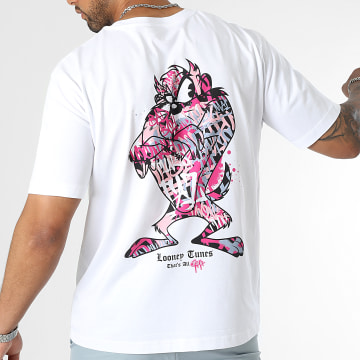  Looney Tunes - Tee Shirt Oversize Large Taz Graff Pink Blanc