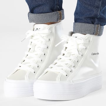  Calvin Klein - Baskets Femme Bold Vulcan Flatform Mid Lace Up 1226 Bright White Creamy White