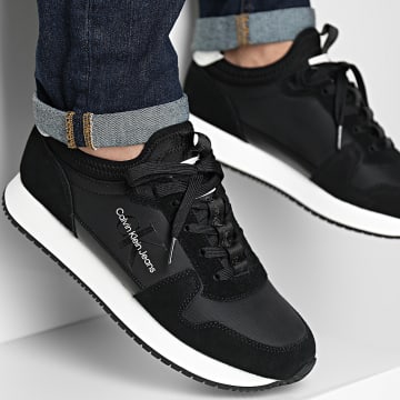 Calvin Klein - Sneaker alte Retro Runner Laceup Refl 0742 nero bianco brillante