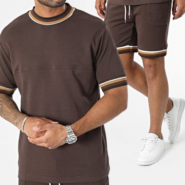Frilivin - Set di maglietta e pantaloncini da jogging marroni
