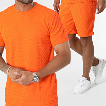  Frilivin - Ensemble Tee Shirt Et Short Jogging Orange
