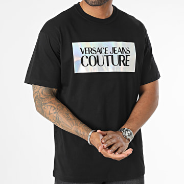  Versace Jeans Couture - Tee Shirt Logo SQ Foil 75GAHF04 Noir Réfléchissant