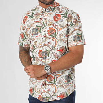 Classic Series - Chemise Manches Courtes Blanc Rouge Floral