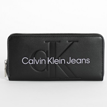 Calvin Klein - Monedero de mujer Sculpted Mono Zip Around Mono 7634 Negro