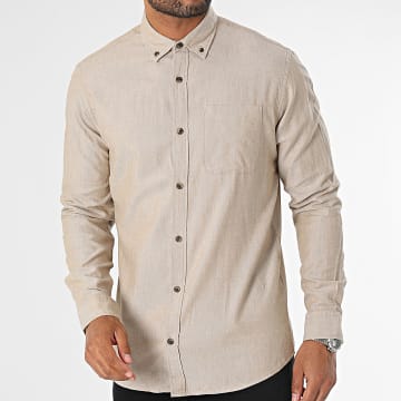 Jack And Jones - Chemise Manches Longues Classic Melange Beige Taupe