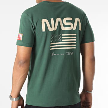 NASA - Maglietta con bandiera Born In USA Verde Beige