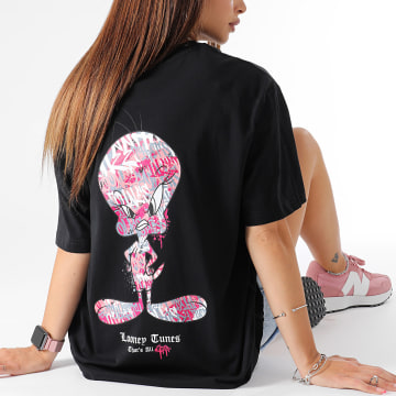  Looney Tunes - Tee Shirt Oversize Large Femme Tweety Graff Pink Noir