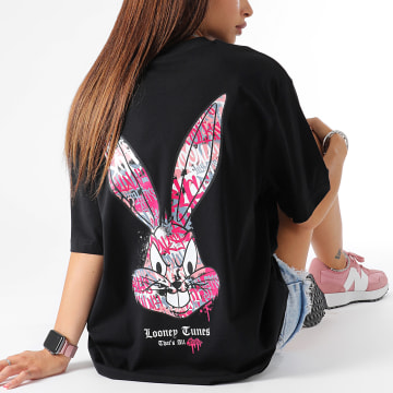  Looney Tunes - Tee Shirt Oversize Large Femme Bugs Bunny Graff Pink Noir