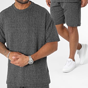  Ikao - Ensemble Tee Shirt Et Short Jogging Gris Anthracite