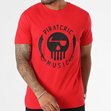  Piraterie Music - Tee Shirt Logo Rouge Noir