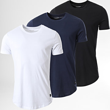 Jack And Jones - Pack di 3 T-shirt Essential Bianche Nere Blu Marine