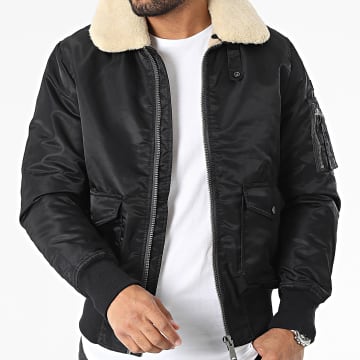 Schott NYC - Veste Bomber Col Fourrure Oharars Noir