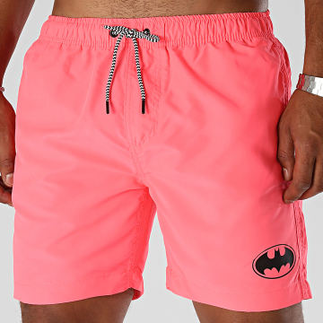 DC Comics - Pantaloncini da bagno con logo rosa fluo