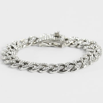 LBO - Bracciale cubano a maglie di strass d'argento da 13 mm