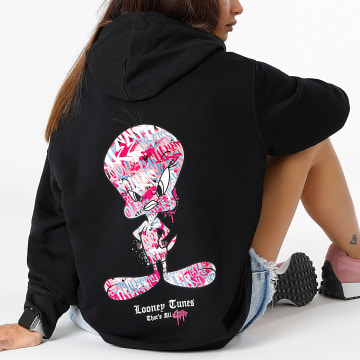 Looney Tunes - Sudadera con capucha Tweety Graff Pink para mujer Negro