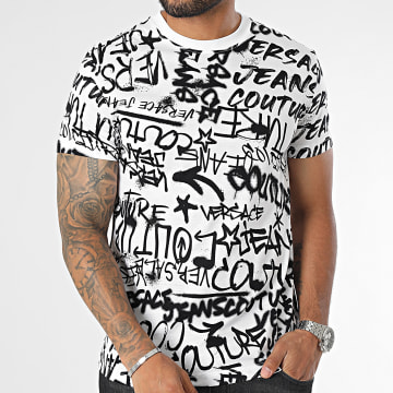  Versace Jeans Couture - Tee Shirt Print All Over 75GAH6S0 Noir Blanc