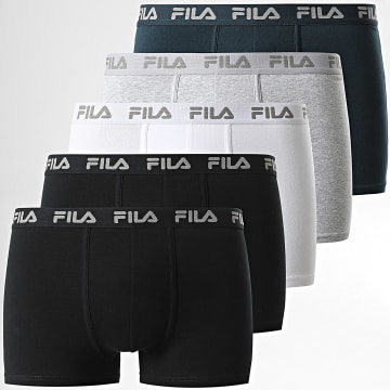  Fila - Lot De 5 Boxers FU5004 Noir Blanc Bleu Marine Gris Chiné