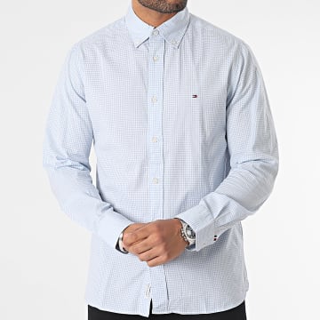 Tommy Hilfiger - Camisa de manga larga Soft Flex Gingham 2837 Azul claro