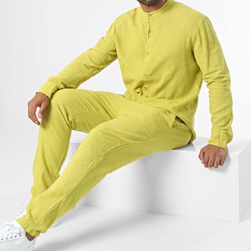 Frilivin - Conjunto de camisa y pantalón amarillo de manga larga