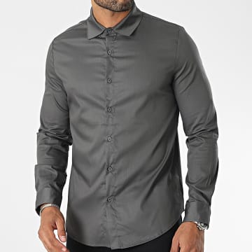 Frilivin - Camisas de manga larga gris marengo