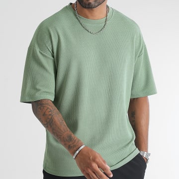 LBO - Tee Shirt Texturé Waffle Large 0417 Vert Kaki Clair