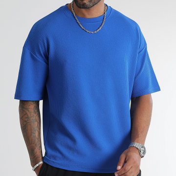 LBO - Tee Shirt Texturé Waffle Large 0419 Bleu Roi