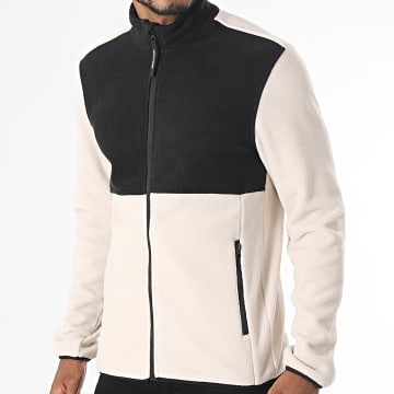 Jack And Jones - Veste Polaire Zipp?�e Flame Fleece Beige Noir - LaBoutiqueOfficielle.com