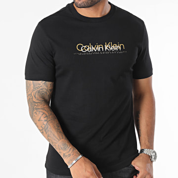 Calvin Klein - Tee Shirt Double Flock Logo 1838 Noir