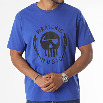 Piraterie Music - Camiseta Oversize Logo Grande Azul Real