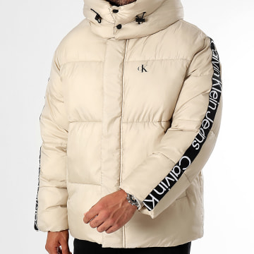 Calvin Klein - Cappotto con cappuccio a righe 4073 Beige