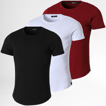 Uniplay - Set di 3 camicie bordeaux bianche e nere