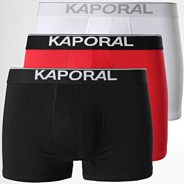 Kaporal - Lot De 3 Boxers Quad Noir Blanc Rouge