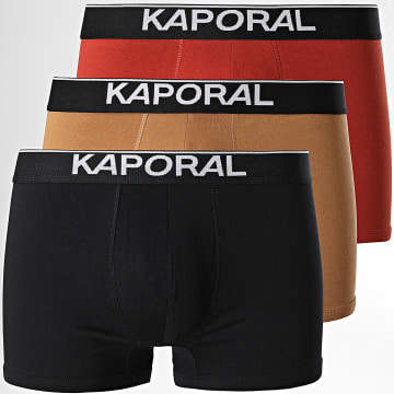 Kaporal - Lot De 3 Boxers Quad Noir Camel Orange