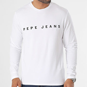  Pepe Jeans - Tee Shirt Manches Longues Logo Blanc