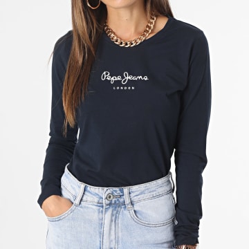  Pepe Jeans - Tee Shirt Manches Longues Femme New Virginia Bleu Marine