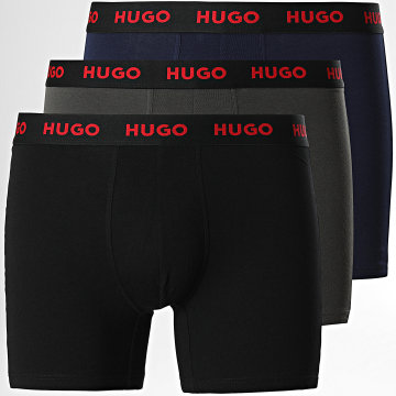  HUGO - Lot De 3 Boxers 50503079 Noir Bleu Marine Gris Anthracite