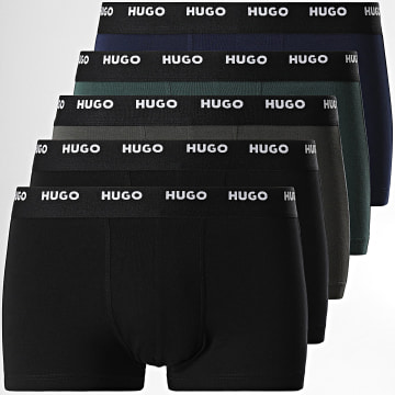  HUGO - Lot De 5 Boxers 50479944 Vert Kaki Bleu Marine Gris Anthracite