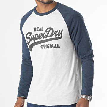 Superdry - Tee Shirt manica lunga Athletic Vintage Logo M6010783A Grigio screziato Blu navy screziato