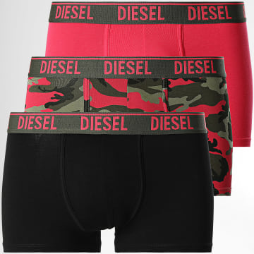  Diesel - Lot De 3 Boxers Damien Noir Rose Vert Kaki Camouflage