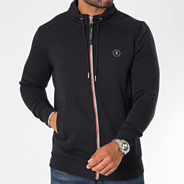 Sweat à Capuche « Goal » Bleu Nuit – Col Montant Avec Cordons, Fermeture Zippée, Intérieur Doux, 65% Coton