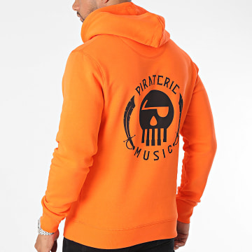  Piraterie Music - Sweat Capuche Logo Chest And Back Orange Noir