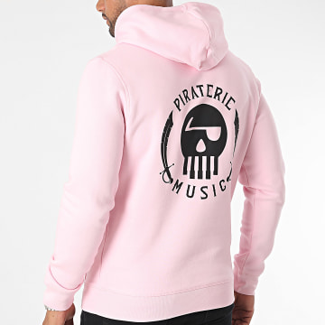  Piraterie Music - Sweat Capuche Logo Chest And Back Rose Noir