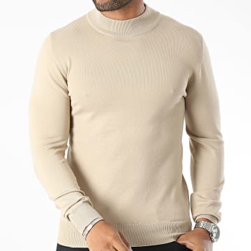 Frilivin - Jersey beige con cuello alto